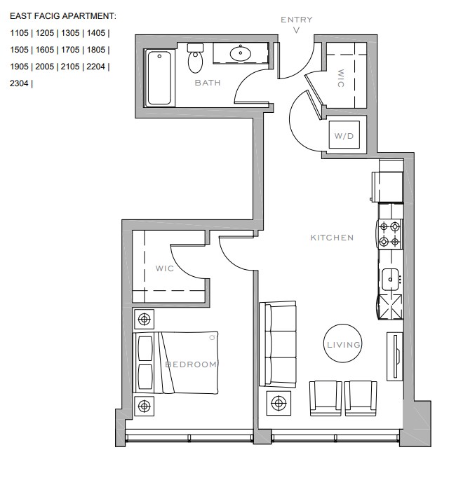 1x1 B1 1905 floor plan